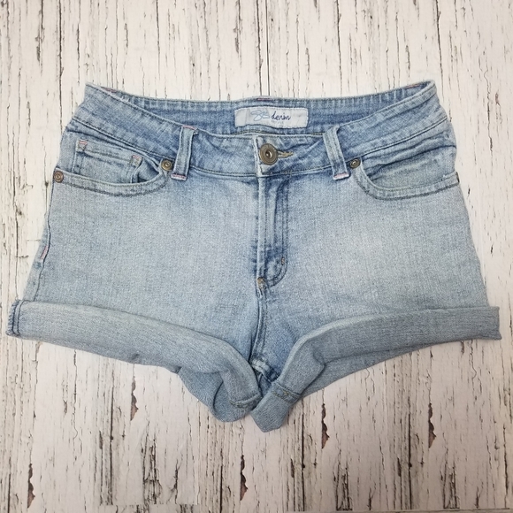 Denim Destressed Washed Shorts Pink Stitching Size 8 Vintage - Picture 1 of 12